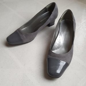 Gray Suede Cap Toe Heels